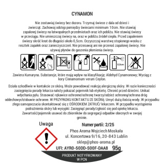 Cynamon - świeca sojowa - 120 ml